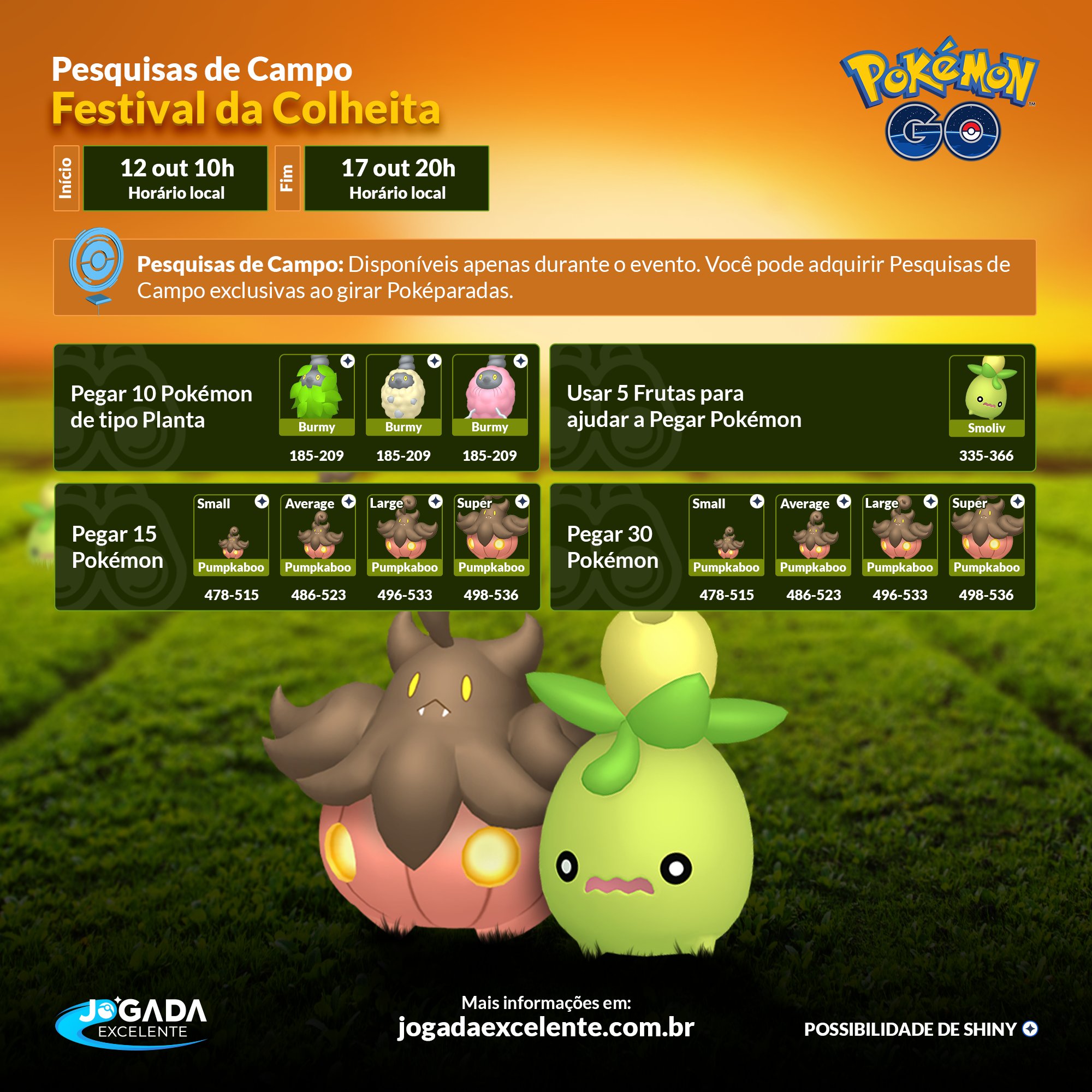 Jogada Excelente on X: Pokémon GO: Pesquisas de Campo disponíveis