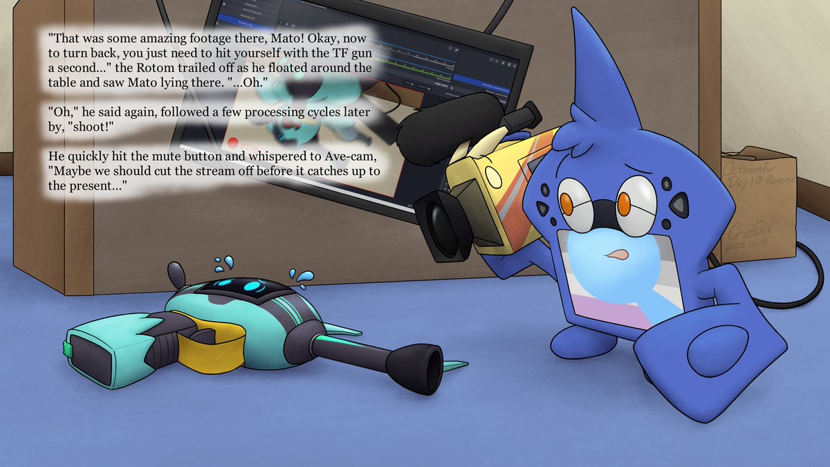 CrizBN's tweet photo. Getting stuck in a form is one thing, but getting stuck as the thing that made you this way and the one thing that could turn you back? Now that's a reversal.

(#Octransfur Day 10 - Reverse, a comm for @MatoCookies. It could fit today's theme too, but that's the fun of all this~) https://t.co/L7jc5t8LnB