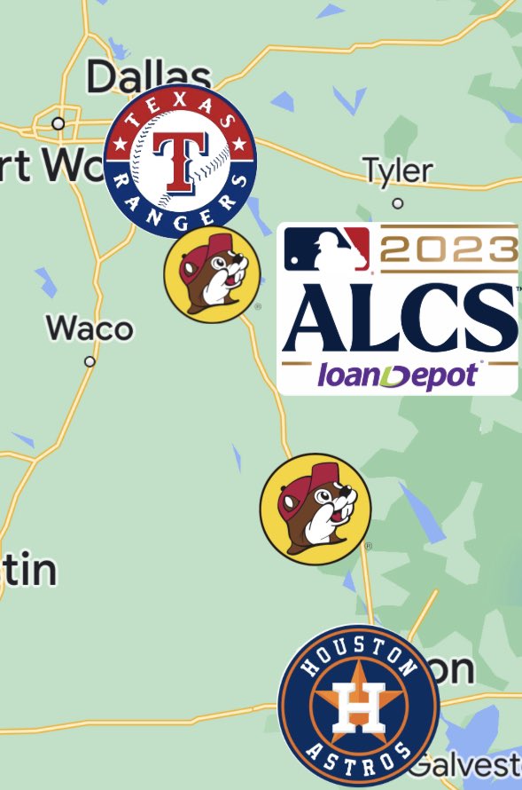No offense to <a href="/loanDepot/">loanDepot</a> but we’re calling this ALCS the “<a href="/BuceesUSA/">Buc-ee's SuperStore | The Fun Store Lampoon</a> Battle!”

#IH45Series #ALCS 
<a href="/Rangers/">Texas Rangers</a> vs <a href="/astros/">Houston Astros</a> 
#GoAndTakeIt #Ready2Reign