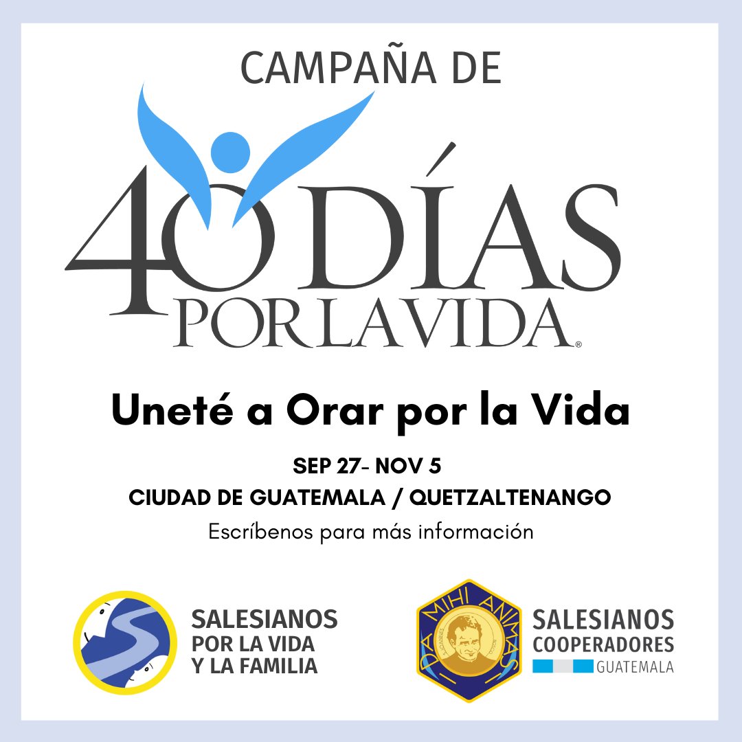 SALEVF_'s tweet photo. Unete a @40diasxlavidagt

¡Escribe llega a apoyar con tu oración!😍🥰😇🙏🙏

Aparta UNA HORA de tu Tiempo
#40dias #Vida #Oracion #Aborto https://t.co/tgZWwkD7GP