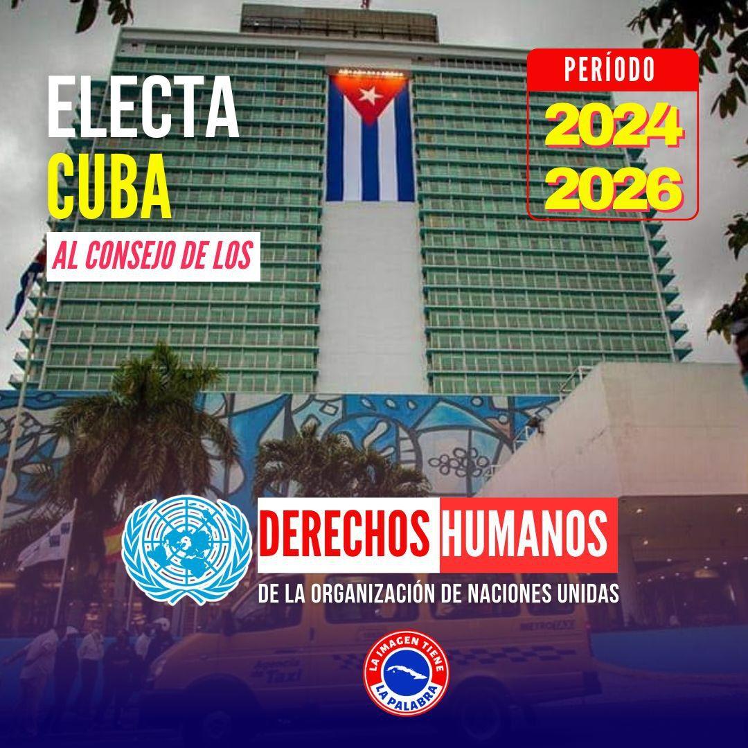 El prestigio de la Revolución🇨🇺 ha alcanzado todas las esferas, incluyendo su proyección internacional. La elección a integrar el Consejo de Derechos Humanos de @ONU_es es una gran muestra. #CubanosConDerechos ayer, hoy y siempre. Felicidades, #Cuba.