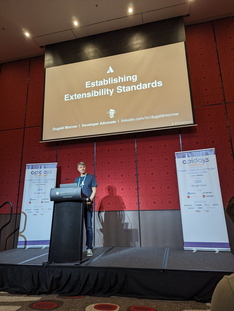 Excited for <a href="/DugaldMorrow/">Dugald Morrow</a>'s talk on establishing extensibility standards at Atlassian!
