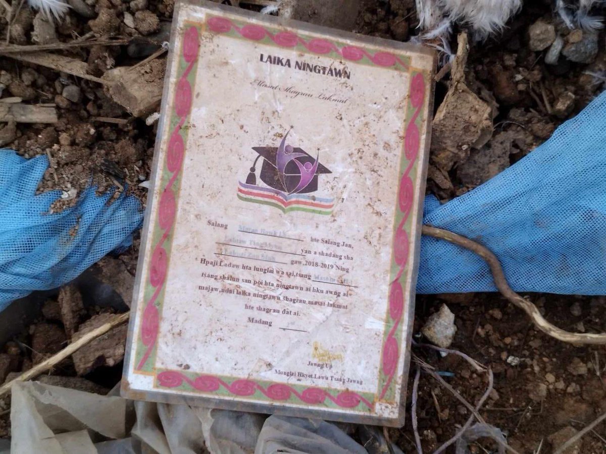 A life cut short. Achievement certificate of one of the 13 children killed in Myanmar military’s bombing of Mong Lai Khet refugee camp. There is no future for Myanmar under a military that kills our children. #SpringRevolution #SaveTheChildren #NotATarget #stopkillingourchildren