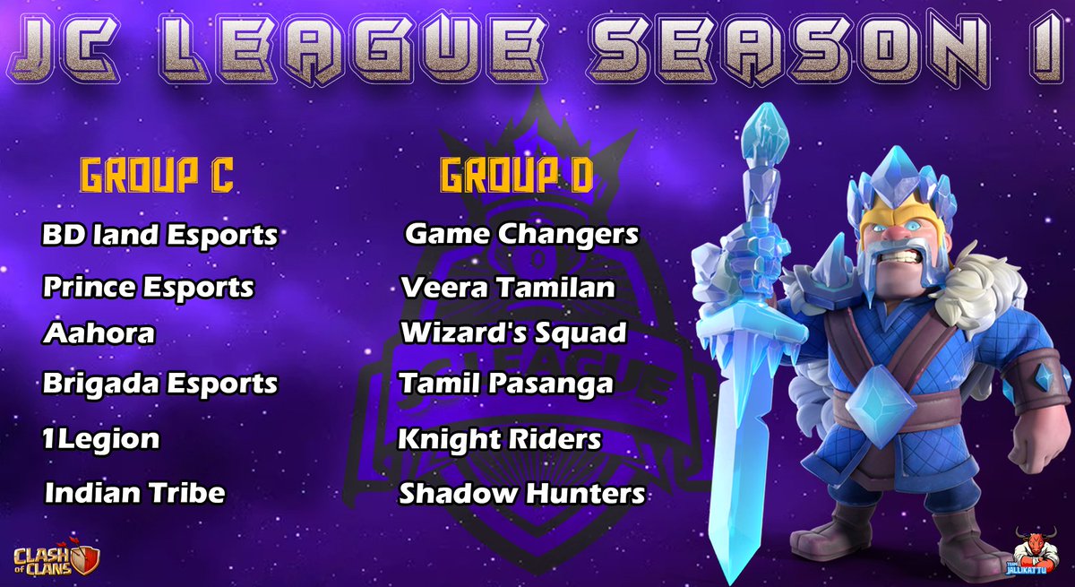 Thank you JC Leauge

<a href="/TeamJallikattu/">JALLIKATTU CLASHERS</a> 
@SPA_Akash 
<a href="/BDlandEsports/">BD Land Esports</a> 
@BirdsofEmpire_ 
<a href="/NahidAhmedRido2/">Nahid Ahmed Ridoy</a>