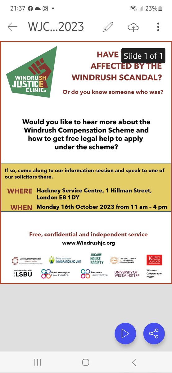 Am I eligible? How do I claim? Get answers to your questions or advice. Windrush Justice Clinic LEGAL reps will be here to help  you with your queries. 
@hackneycouncil 
@WindrushJC 
@ClaudiaJonesOrg 
@carolewilliams