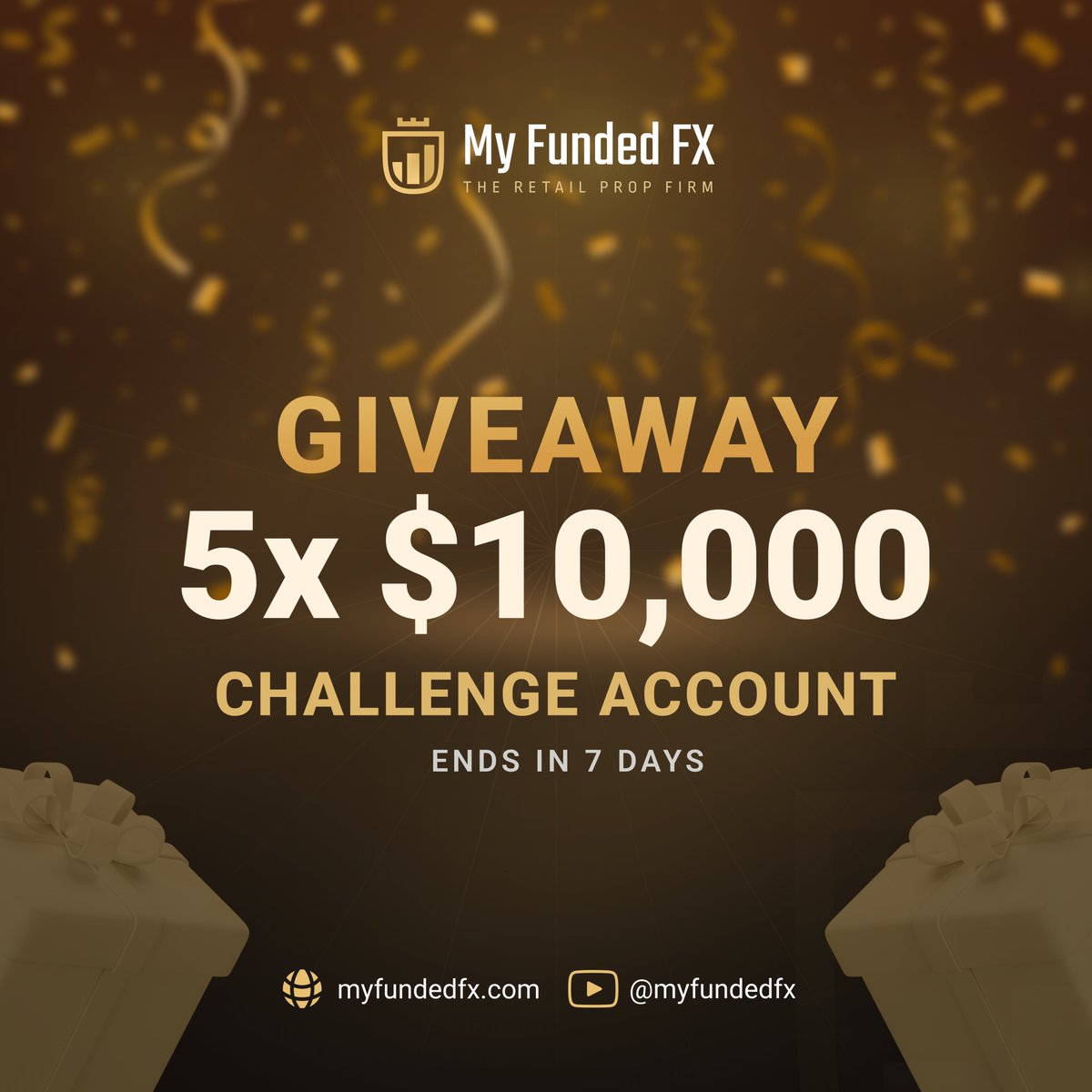 🎁Giveaway and Promo Alert🎁

5 X $10K Challenge Accounts!
Take advantage of this Amazing October Promo! 

That's not all, we're thrilled to announce an exciting giveaway alongside. Here are the mechanics:

1. Follow <a href="/MyFundedFX/">MyFundedFX</a> 
2. Follow @MyFundedFXSTAFF
3. Like and retweet