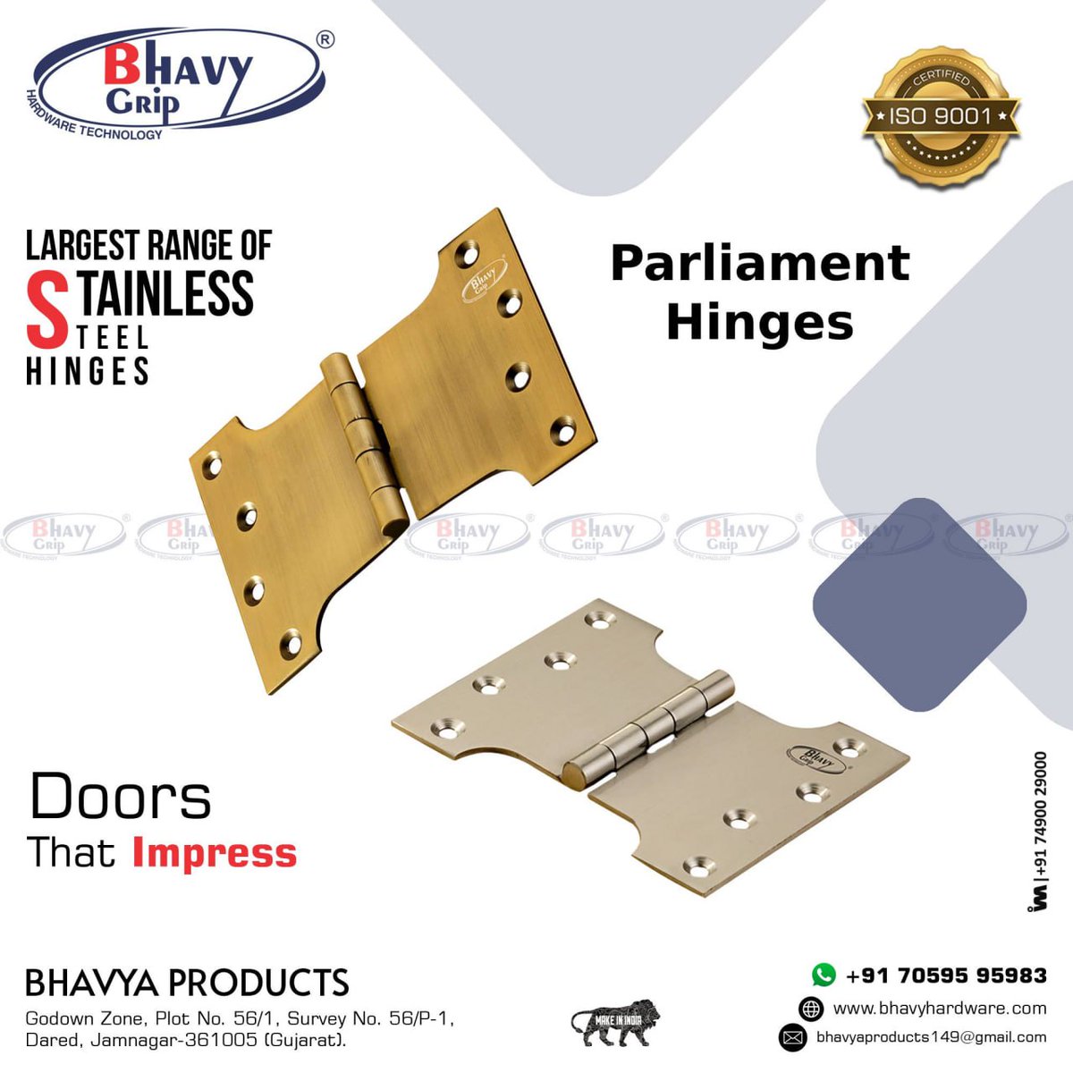 ibais_hardware's tweet photo. BHAVYA PRODUCTS (JAMNAGAR)
For enquiry via WhatsApp click:
https://t.co/bfnY7DkarO
Mr. Milapbhai Nakum - 70595 95983
#hinges #hingeshardware #hingessupplier #hingesmanufacturer #hingesfordoors #doorhinges #doorfittings #dooraccessory #dooraccesssystem
.
@IBAISMEDIA https://t.co/GUdW1HjA7O