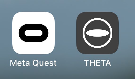 たまたま並んでたんだが、meta questアプリとthetaアプリのアイコン似過ぎで押し間違えるw