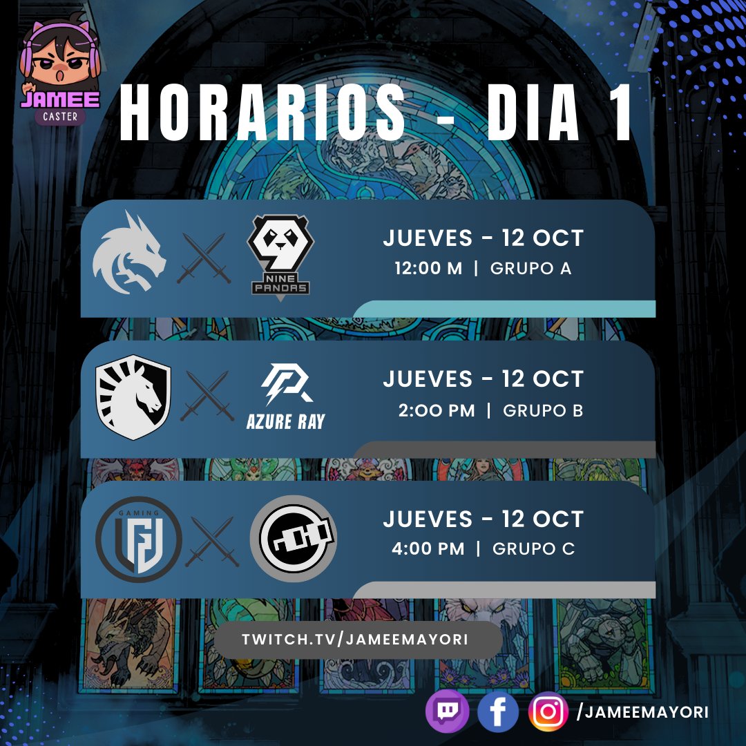 ¡𝐓𝐇𝐄 𝐈𝐍𝐓𝐄𝐑𝐍𝐀𝐓𝐈𝐎𝐍𝐀𝐋 𝟐𝟎𝟐𝟑!🔥🔥
Horario 12 de Octubre (series que veremos) 😘
Mañana arranca el torneo más IMPORTANTE DEL AÑO
#Dota2 #TI12