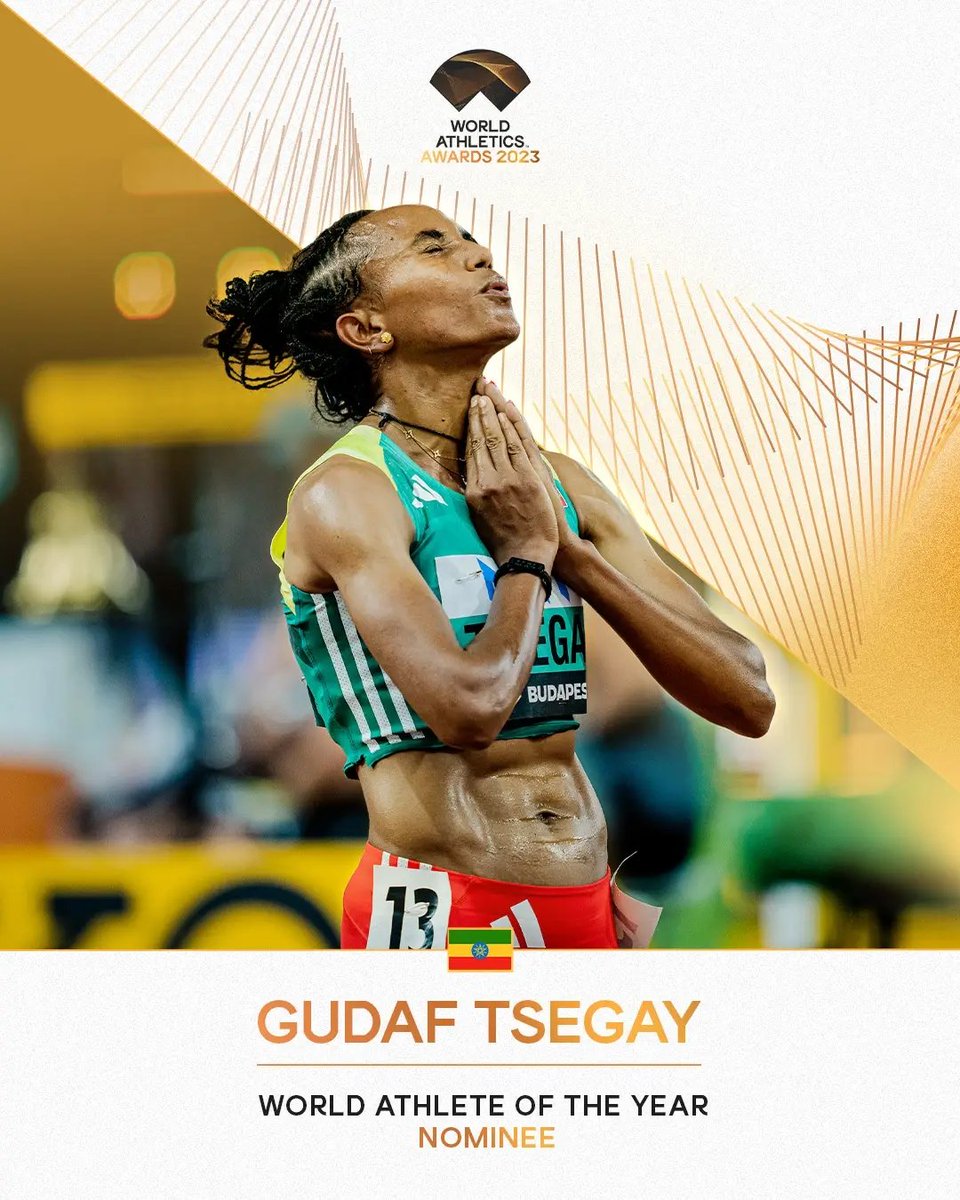 Female Athlete of the Year nominee ✨

Like to vote for Gudaf Tsegay Desta 🇪🇹 in the #AthleticsAwards.