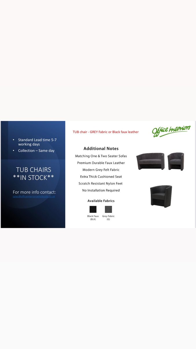 OFFICEINTERIOR5's tweet image. From reception areas to breakout to chill zones we have all needed in stock!! Contact sales@officeinteriorswholesale.co.uk for full specs / costs and lead times… #reception #receptionarea #softseating #tubchair #officefurniture #officeseating #modularseating #stock #fyp