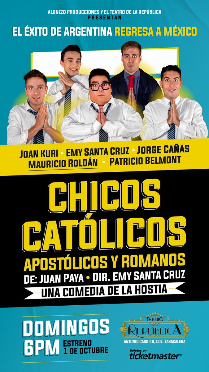 ¡Estamos de estreno! 3 show para morir de risa... y de miedo.

👻"Abracadáver, la noche del ritual" circo, magia y terror: vie 9 pm y sab 11 pm

💄"Es ella más que yo", la comedia de enredos más exitosa: sab, 6 pm

⛪️"Chicos católicos", 4 niños descubren cómo es la vida: dom 6 pm