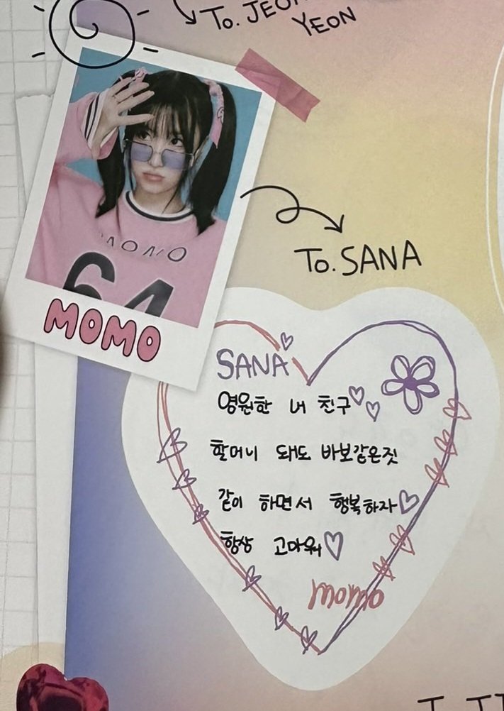 ollyssi's tweet photo. MOMO to SANA

"My friend forever
Even if you become a grandmother, let's do silly things together and be happy.
Thank you at all times."

HELLO MY SAMO SOULMATES ILYSM 🥹🩷💜 https://t.co/38YmN5kisT