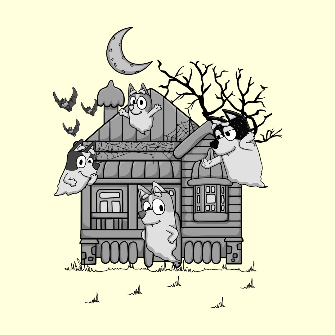 teefury's tweet photo. THE DAILY | “Bluey Haunted House” by #JamesQJO starts at just $13 today only at #TeeFury! ⚡
https://t.co/KfBKP4wrpo

#teeoftheday #tees #ootd #graphictees #ootd #cooltees #bluey #tvshows #animation #childrens #animal #dogs #halloween #spooky #ghost #moon #bat #paranormal https://t.co/UIpF2s9yCG