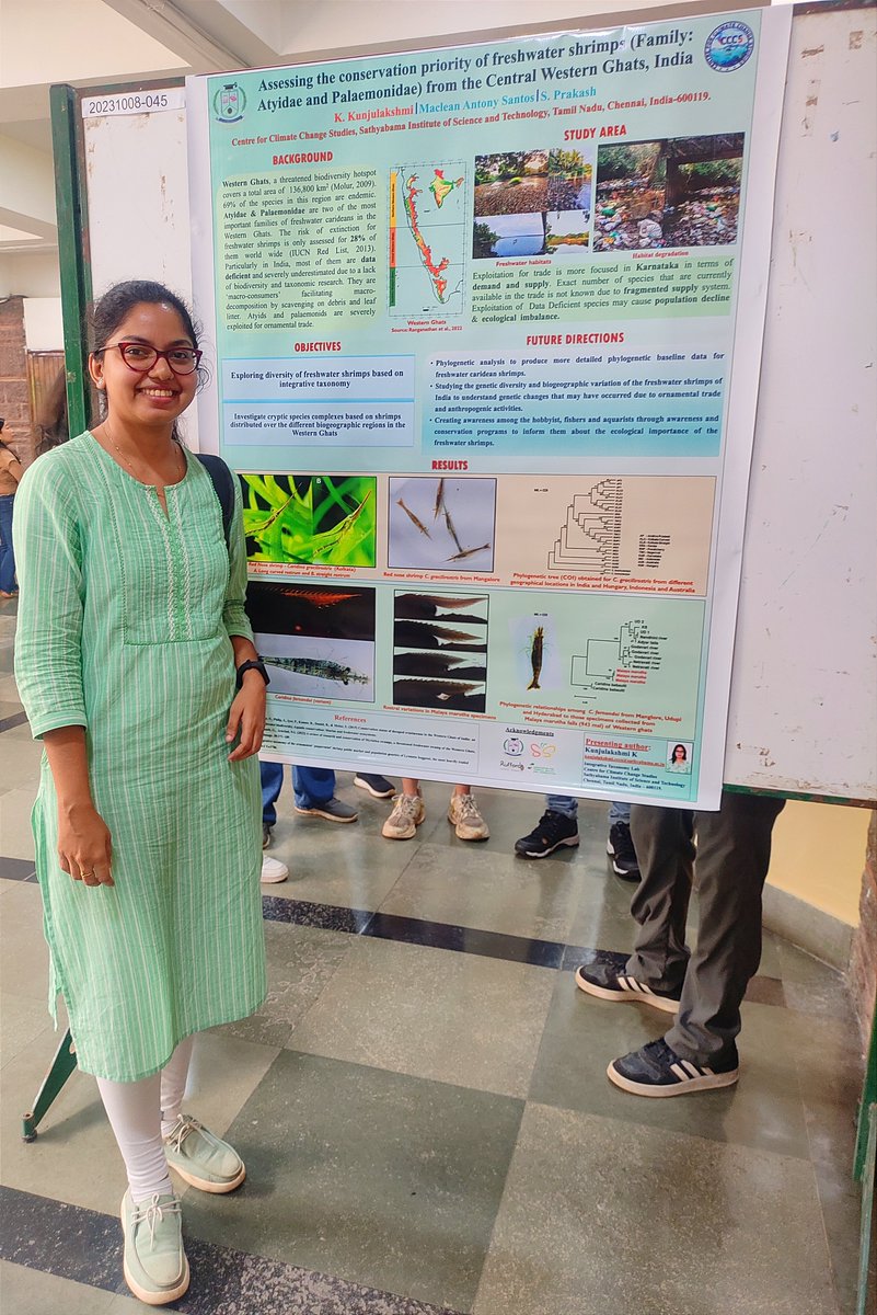 Prakash_caridea's tweet photo. Happy to see our Ph.D student @KKunjulakshmi representing the lab @sccsbng
Thanks to @ruffordgrants @theATBC @SathyabamaSIST @Mack_santo for the extended support @AmitKumar_ak14
#sccsbng #sathyabama #freshwatershrimps #westernghats #integrativetaxonomy https://t.co/Ym58f5Ir4J