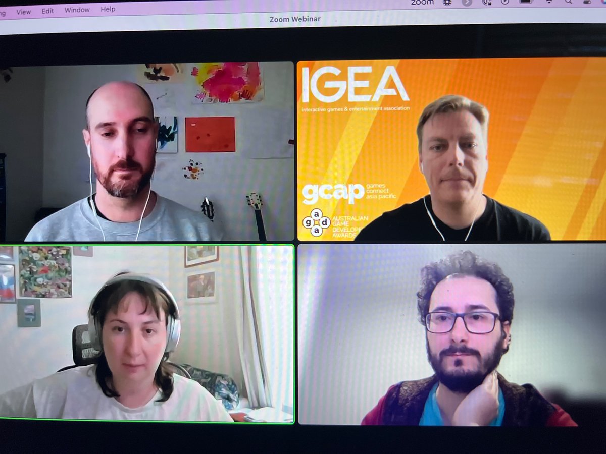 Q&A time now at the @igea  @ScreenAustralia webinar TY for bringing this to the rest of the game devs who didn’t get to see the announcement at GCAP ✨ 

#gamesfunding