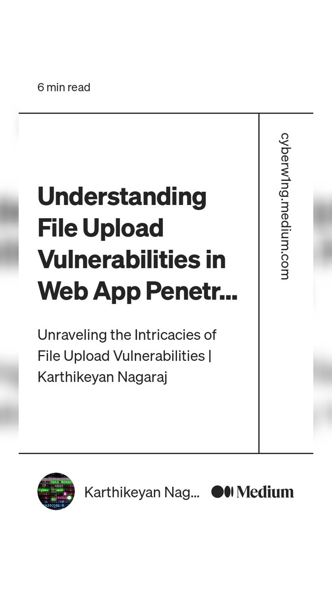 Bug_X_hunter's tweet photo. 💻File Upload Vulnerabilities | Guide 💻

#bugbountytips #bugbounty #bug https://t.co/eGM2xuR8dh