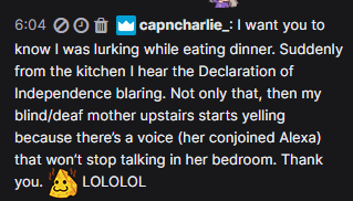 Risshellala's tweet photo. when u say “hey siri/ok google/alexa recite the declaration of independence on stream 😂😂 https://t.co/J5RREZWMU6