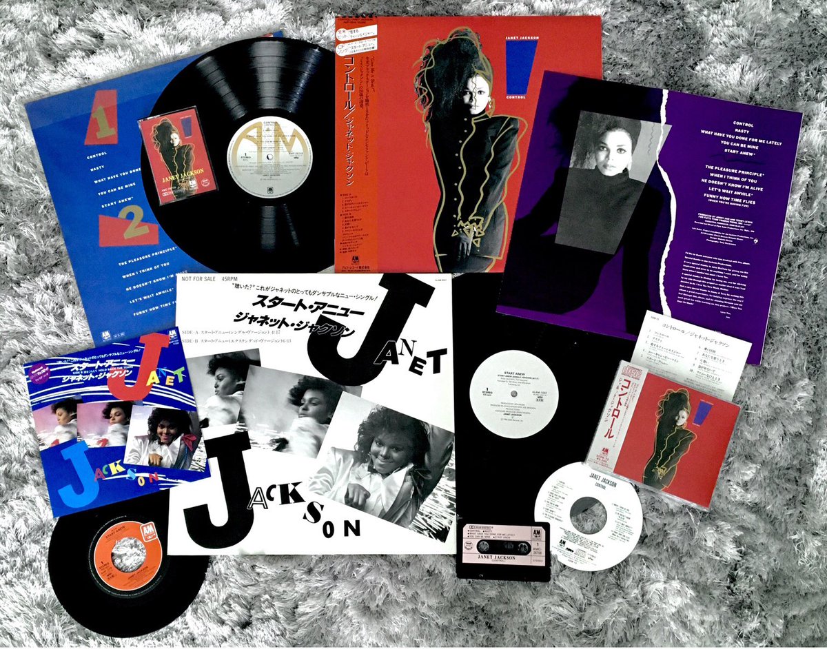janet1fan's tweet photo. Rare 1986 #JanetJackson #StartAnew #Control37 Japanese collection
Japan 10 track CD- 32XB-72 1st Pressing
Japan 10 track Vinyl record -AMP-28145
Philippines 10 track Cassette tape - AMC-28708,
Japan 2 track 12”vinyl record – ALAM-1037
Japan 2 track 7”vinyl record – AMP-229 https://t.co/kcQPOx9F0n