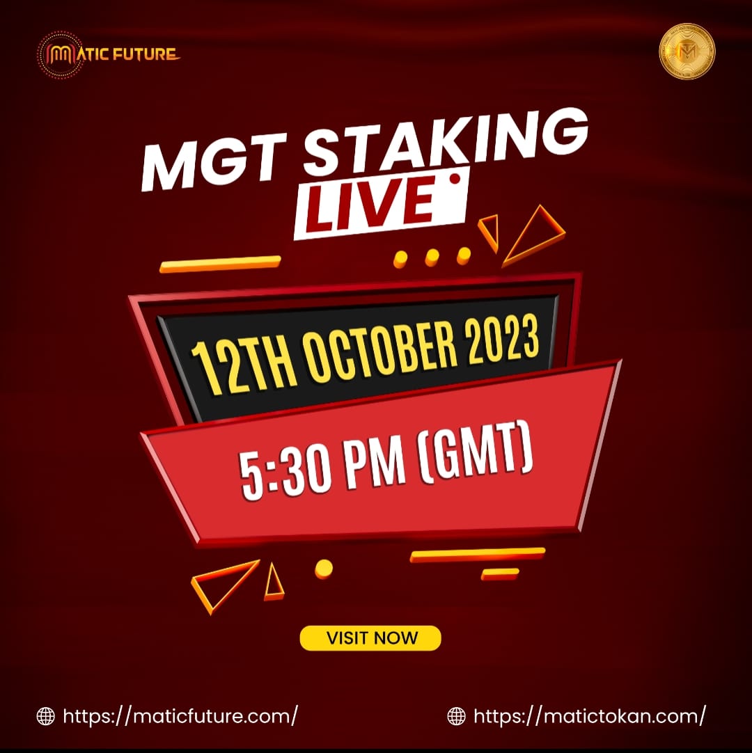 Maticfutures's tweet photo. MGT Staking Will Live 12th October 5:30 PM ( GMT ) GET READY TO BOOM !!!
#maticfuture #bitcoin #trader #staking https://t.co/x62Fqd0JMV
