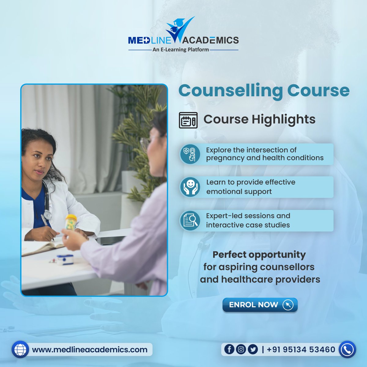 Our brand-new Counselling course is here to equip you with the tools to make a significant impact in the lives of expecting mothers dealing with co-morbidities during pregnancy.

Visit: medlineacademics.com 

#CounsellingCourse #PregnancyCounselling #HealthcareCourses