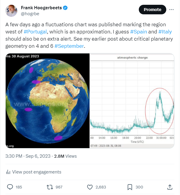hogrbe's tweet photo. The #SSGEOS has accurately anticipated the three deadliest #earthquakes (1000+) of 2023 so far, based on planetary and lunar geometry, and atmospheric fluctuations. To our knowledge, no one has ever done that before. Our reward? A flood of @CommunityNotes. 🤡 Happy science! https://t.co/lSYiCdzLle