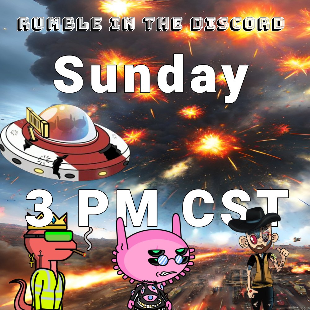 Join us Sunday in the Discord @ 3:00 CST for 30-60 minutes of Royale Rumbles. 1st, 2nd, 3rd place prizes will be awarded! Come out and have a good time. See you there!
#crofam  #cronoshcain #NFTs #web3