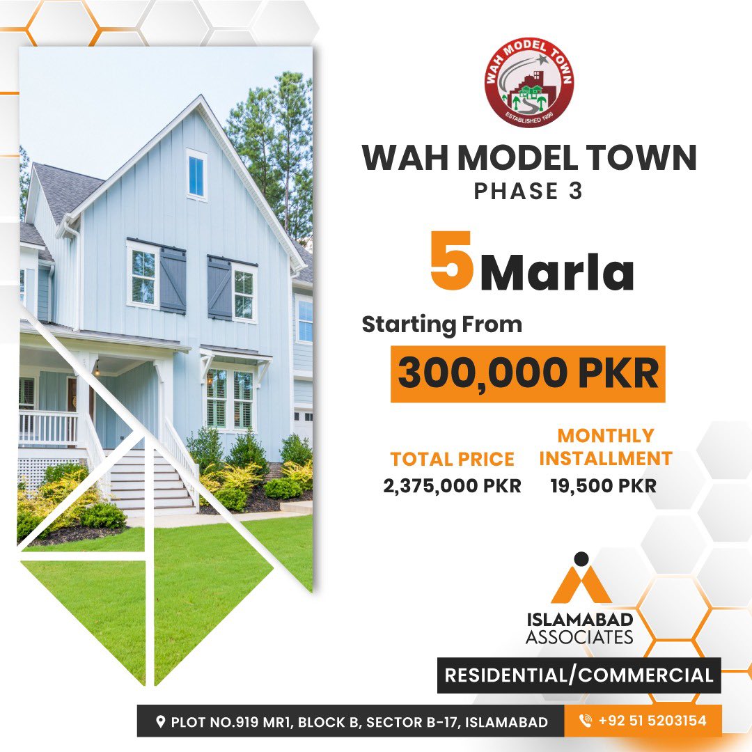 🌿 Dive into eco-friendly living at Model Town Phase 3! Secure your 5 Marla Riverside plot now. Nature meets modern luxury with Islamabad Associates. 🏡🏞️ #EcoLiving #RiversideBliss #ModelTownPhase3