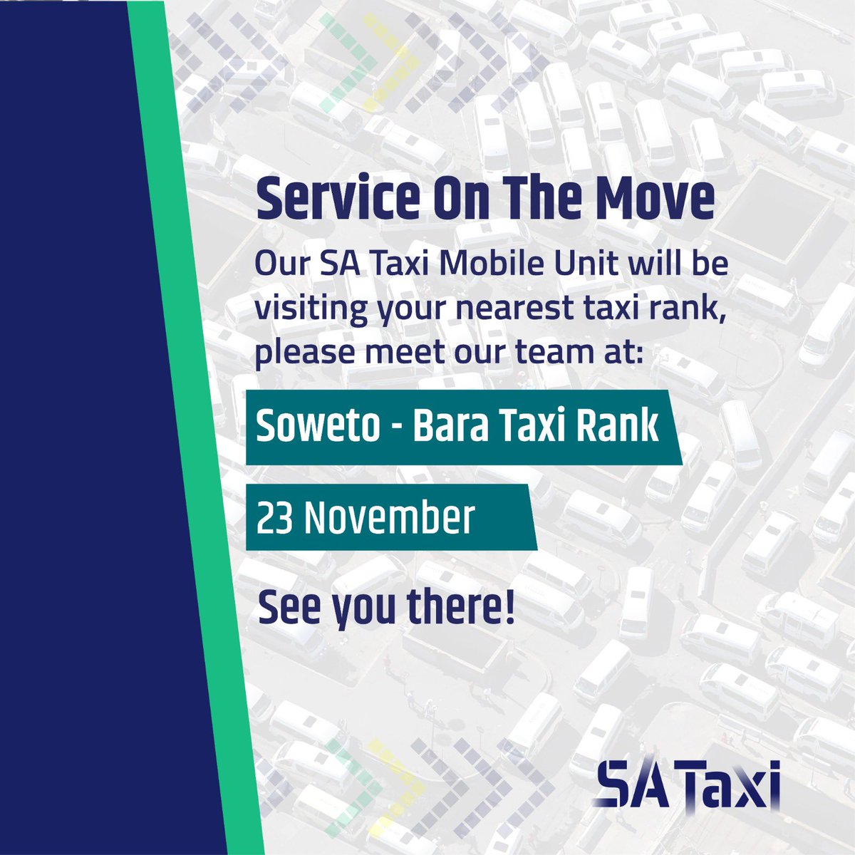 matsi_moswane's tweet photo. With a couple of weeks to the start of peak season which traditionally sees many of our clients on the roads ferrying commuters to different destinations, we have planned the following Taxi Rank Outreach Programs for their convenience in engaging with us. #PartnersInMotion https://t.co/RQD2m1QKOl
