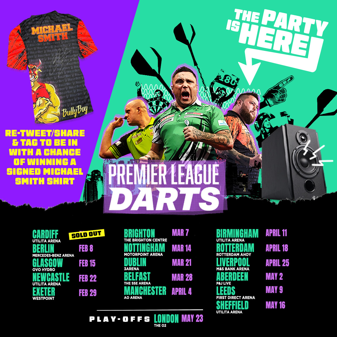 Tickets for the 2024 Premier League are now on General Sale 🎟️bit.ly/2024PL

For a chance to win a signed Michael Smith shirt, retweet this post and tag someone who needs to experience a Premier League night.

One person will be randomly chosen as a winner on Friday.