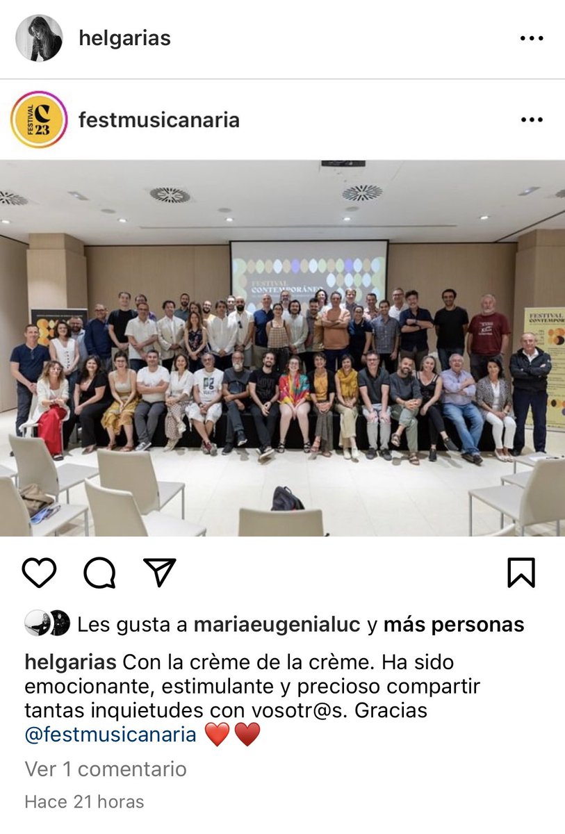 musikagileak's tweet photo. #40FIMC | #Tagoror
Esta semana, nuestra presidenta Helga Arias ha estado en Canarias dentro de @festmusicanaria representando a Musikagileak en una mesa sobre asociacionismo musical junto a Jose Brito, Leandro Martín, Pilar Rius Fortea y Ramón Souto 🫶 https://t.co/eIKsYQdnez