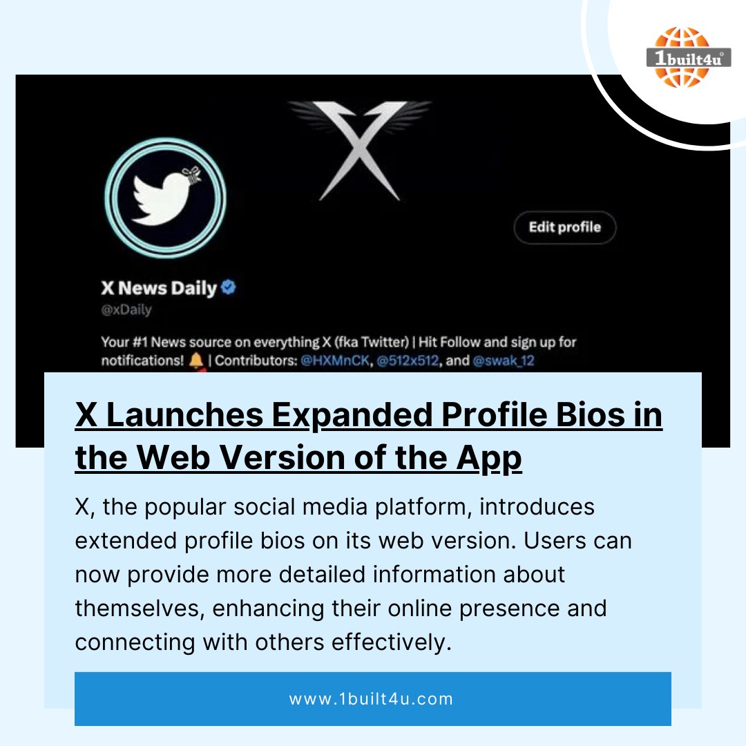 1built4udotcom's tweet image. News Alert 📰🔔

#1built4udotcom
#1built4u
#XProfileUpdate
#WebVersionEnhancements
#OnlinePresence
#ExtendedBios
#ConnectBetter
#SocialMediaUpgrade
#UserProfiles
#XWebFeatures
#MoreDetails
#EnhancedBios
