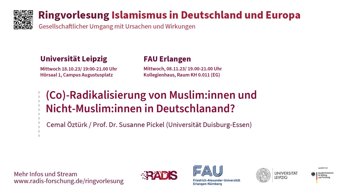 #RADIS-Ringvorlesung mit Cemal Öztürk und Prof. Dr. Susanne Pickel @dr_supi aus dem <a href="/ProjektRira/">RIRA-Projekt</a> <a href="/unidue/">Uni Duisburg-Essen @unidue.bsky.social</a>

📆18.10. <a href="/UniLeipzig/">UNIVERSITÄT LEIPZIG</a> + Livestream
📆08.11. <a href="/UniFAU/">FAU Erlangen-Nbg</a> 

<a href="/PRIF_org/">PRIF</a> <a href="/VPNderad/">Violence Prevention Network: @vpnderad.bsky.social</a> <a href="/IKG_BIE/">IKG_Uni Bielefeld</a>
➡️Infos &amp; Livestream: radis-forschung.de/ringvorlesung
