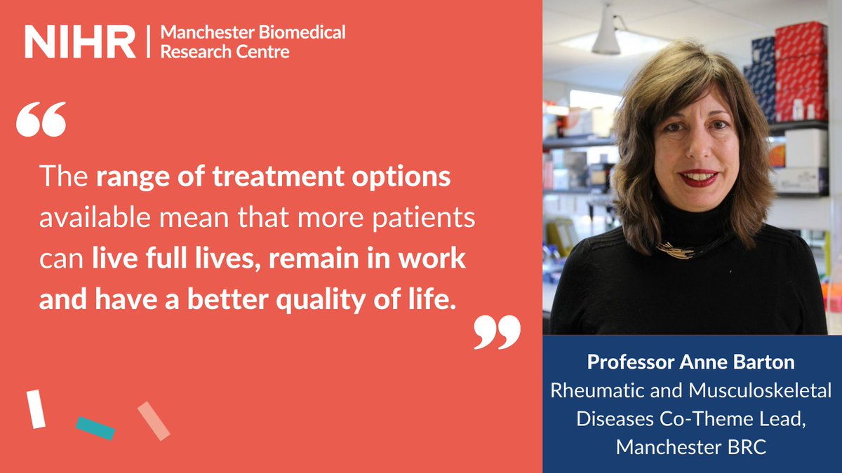 In January, Professor Anne Barton, Rheumatic and Musculoskeletal Diseases Co-Theme Lead, explained how arthritis treatment has dramatically improved over the past few decades. 🔬 📰 Read her article and patient Natasha's story 👇 manchesterbrc.nihr.ac.uk/news-and-event… #WorldArthritisDay