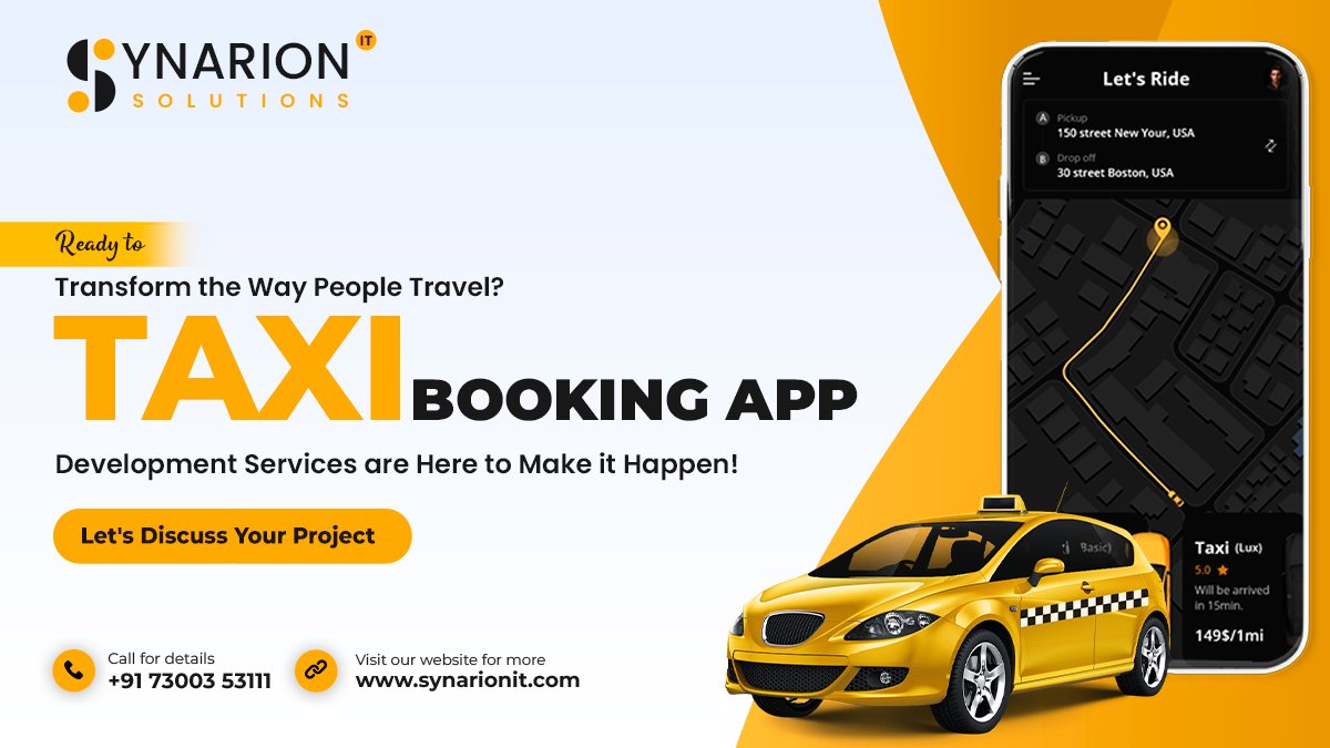 Revolutionize your 𝐓𝐑𝐀𝐍𝐒𝐏𝐎𝐑𝐓𝐀𝐓𝐈𝐎𝐍 business with our cutting-edge Taxi Booking App Development services! 🚖✨ Drive growth, enhance customer experiences, and stay ahead in the competitive 𝐑𝐈𝐃𝐄-𝐇𝐀𝐈𝐋𝐈𝐍𝐆 market.

#MobileAppDevelopment #TaxiBookingApp