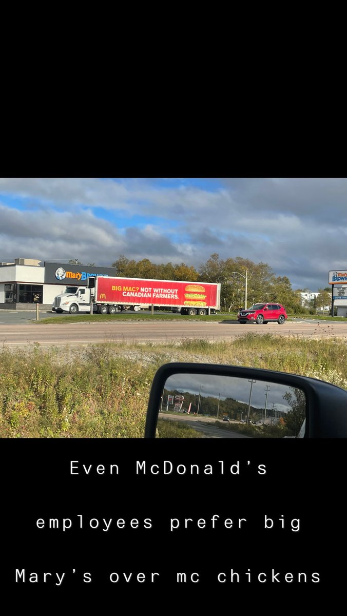 drover1988's tweet photo. Seen this the other day thought it was funny. Note I actually seen this and made this photo. #marybrowns @MaryBrowns @McDonaldsCanada #newfoundland #Canada #gander https://t.co/FOYnNDo5ko