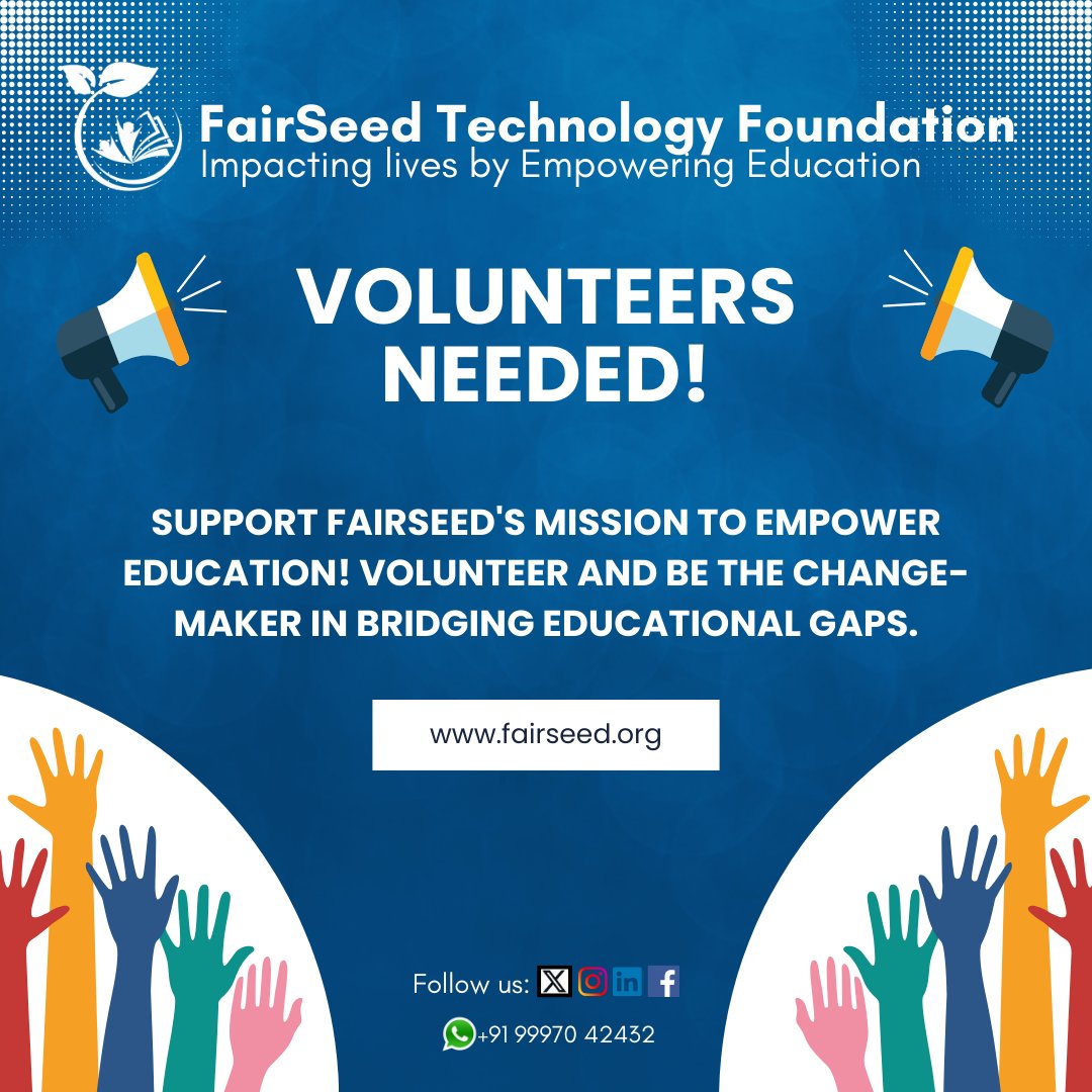 Join Our FairSeed Community - Gift Your Life a Meaningful Mission

Be the Change You Want to See - Get Involved as Volunteers!

FairSeed is committed to transforming the lives of deserving and needy Education-seekers through technology and community support.