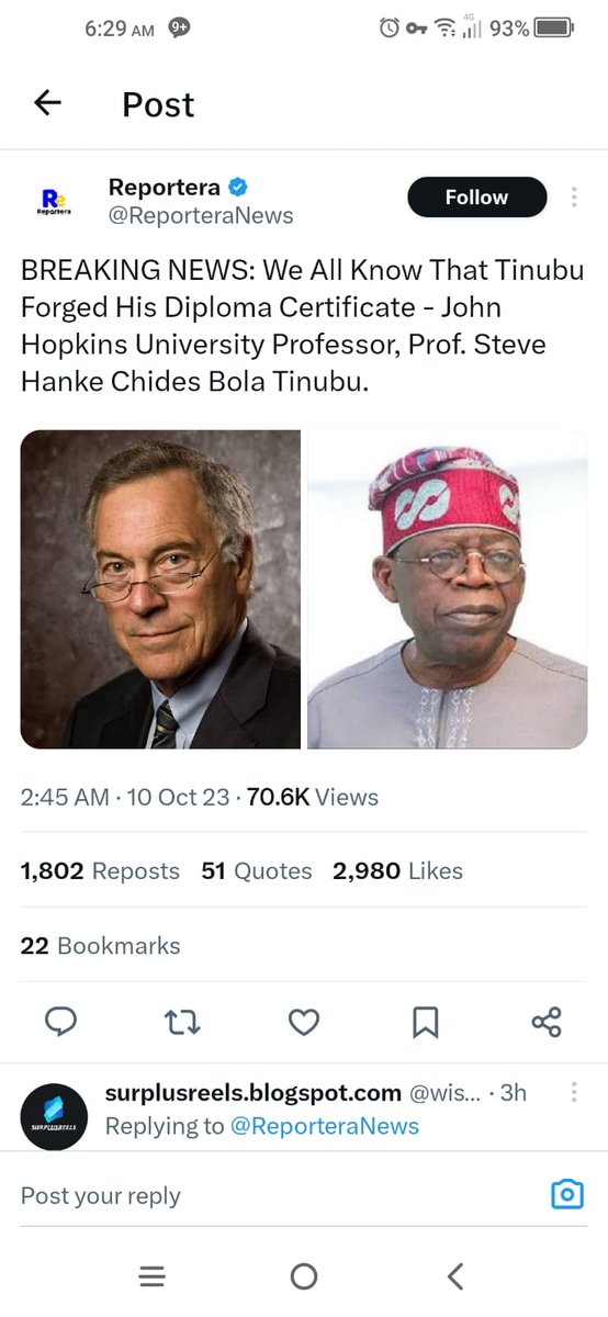 NEgemonu's tweet photo. @fkeyamo Kayemo,aka stomach infrastructural politician, see what a man with honor,dignity, and integrity said about Tinubu and CSU certificate forgery.Can you see that your opinion does not count in this matter?The felony was committed in USA not in Nigeria. So,truth can't be suppressed. https://t.co/R8zhjhGcJW