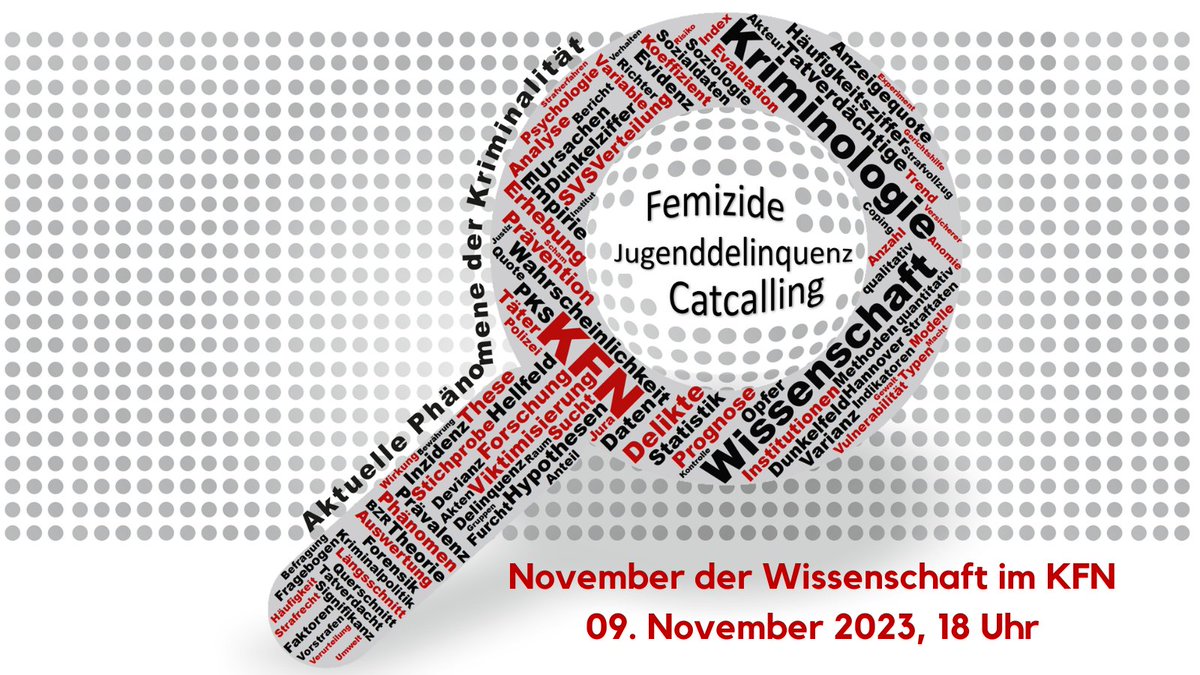 November der Wissenschaft im KFN! 
09. November 2023, 18 Uhr.
Mit spannenden Vorträgen von <a href="/leonie30acker/">Leonie Dreißigacker</a>, <a href="/LauraGoede/">Laura-Romina Goede</a> und Paulina Lutz.
Anmeldung per Mail an kfn@kfn.de
Wir freuen uns auf zahlreiche Besucher*innen!