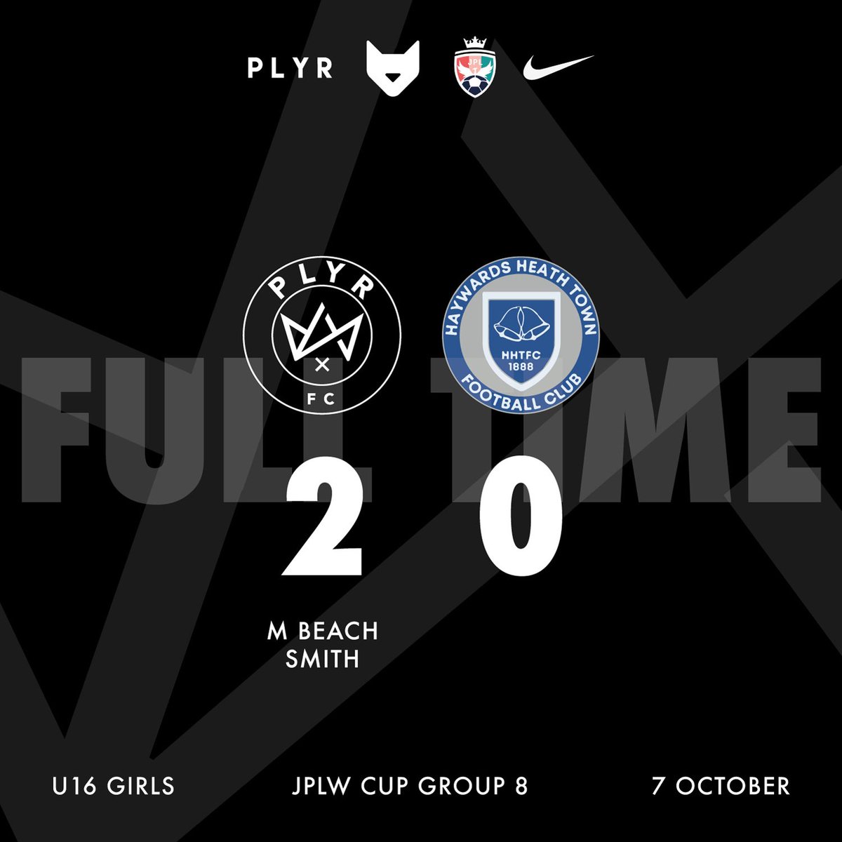 Haywards Heath Town FC U16 Girls came to us unbeaten &amp; top of the group. Our girls put in a bar-setting performance to come away with 2 goals, a clean sheet &amp; all 3 points. 🤙🏽⚫️⚪️