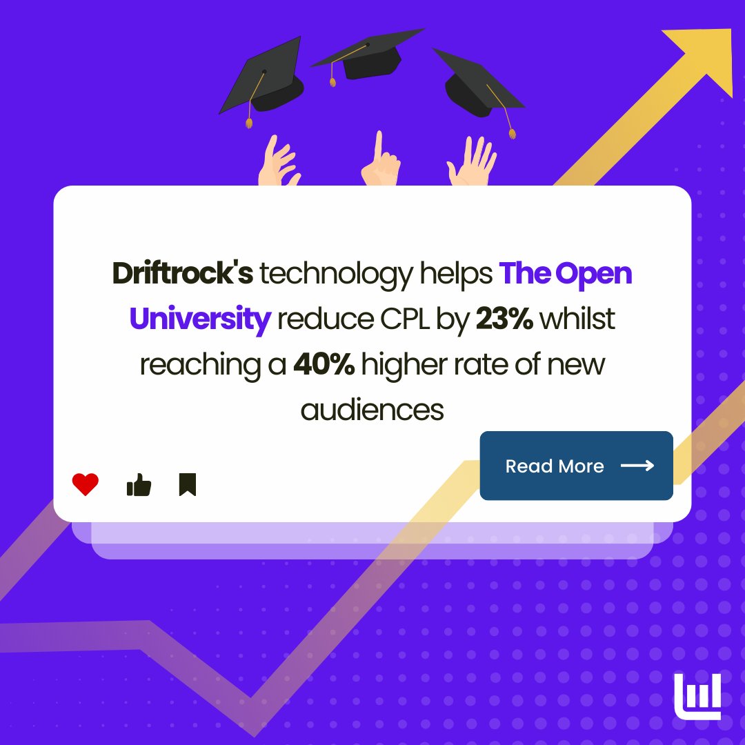 driftrock's tweet photo. We are thrilled to share our success story with The Open University! 🚀 Visit our blog to read more about how we helped reduce CPL and increase new audience rates for the Open University 🎓or Read more about it here: https://t.co/t9KETvIf0v #leadgeneration #digitalmarketing https://t.co/TPHmnuObot