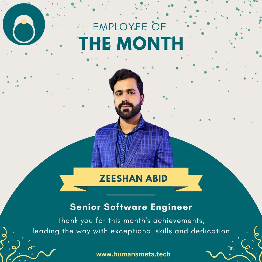 HumansMetaTech's tweet image. Celebrating Zeeshan Abid, our Senior Software Engineer, as the Employee of the Month! 🌟 His dedication and expertise drive innovation and project success. Congrats, Zeeshan! 🏆
#twittercommunity #TechTalent #techsolutions #softwaredevelopment #SoftwareEngineer