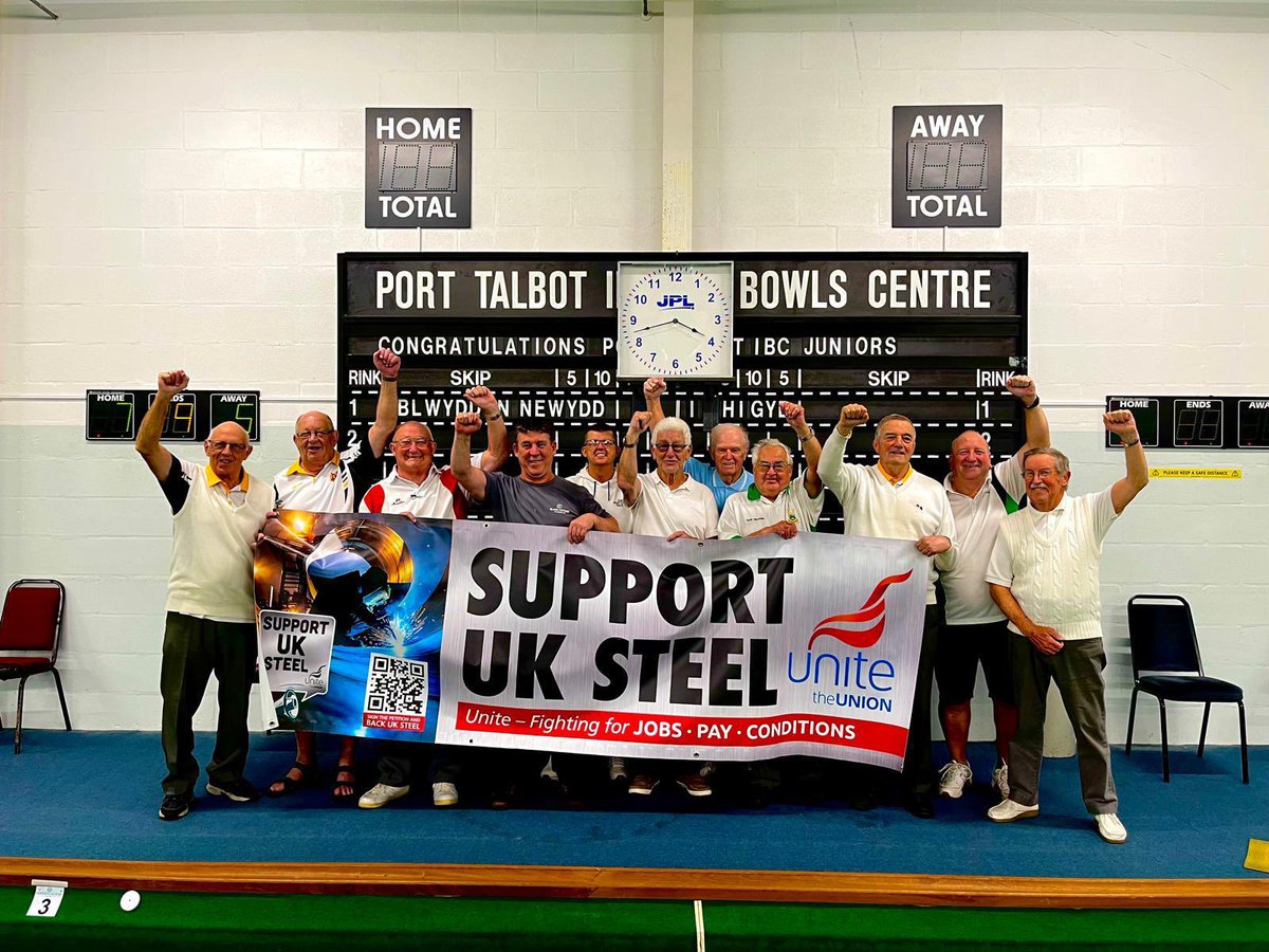 Steel communities are standing together to demand investment and to secure the future of our steel industry. #SaveUKsteel

Great having the support of the Port Talbot Bowls Club ✊🏽🫶🏾<a href="/UniteWales/">UniteWales</a>