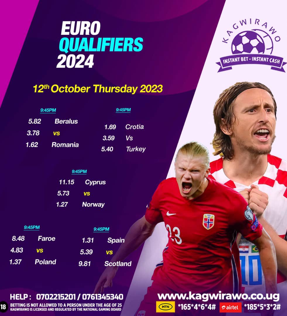 You have a chance to make some ka money when you place your bet on these #Euro2024 Qualifiers Bet via kagwirawo.co.ug #KagwirawoUpdates