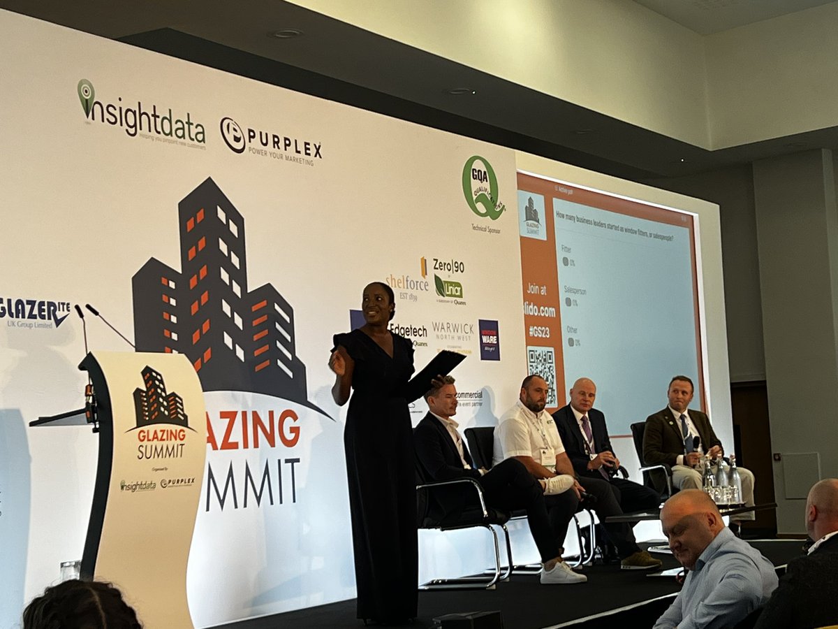 Skills crisis panel at Glazing Summit led by charissa King of @GGPmag … how do we improve our industry image so more will join and progress? #GS23