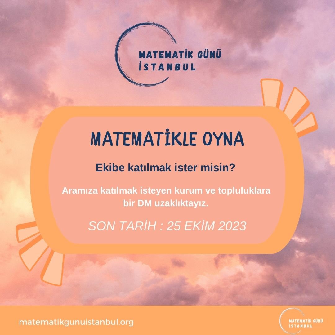 Merhaba🐣
2024 ekibimizin bir parçası olmak isterseniz size bir DM uzaklıktayız.🕺🏼💃🏻

#matematik #matematikgunuistanbul
