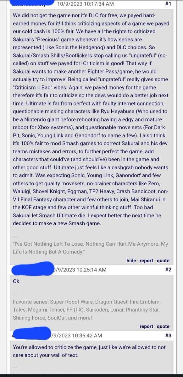 AwfulGameFAQS's tweet image. Easily one of the worst takes on the Super Smash Brothers Ultimate board.