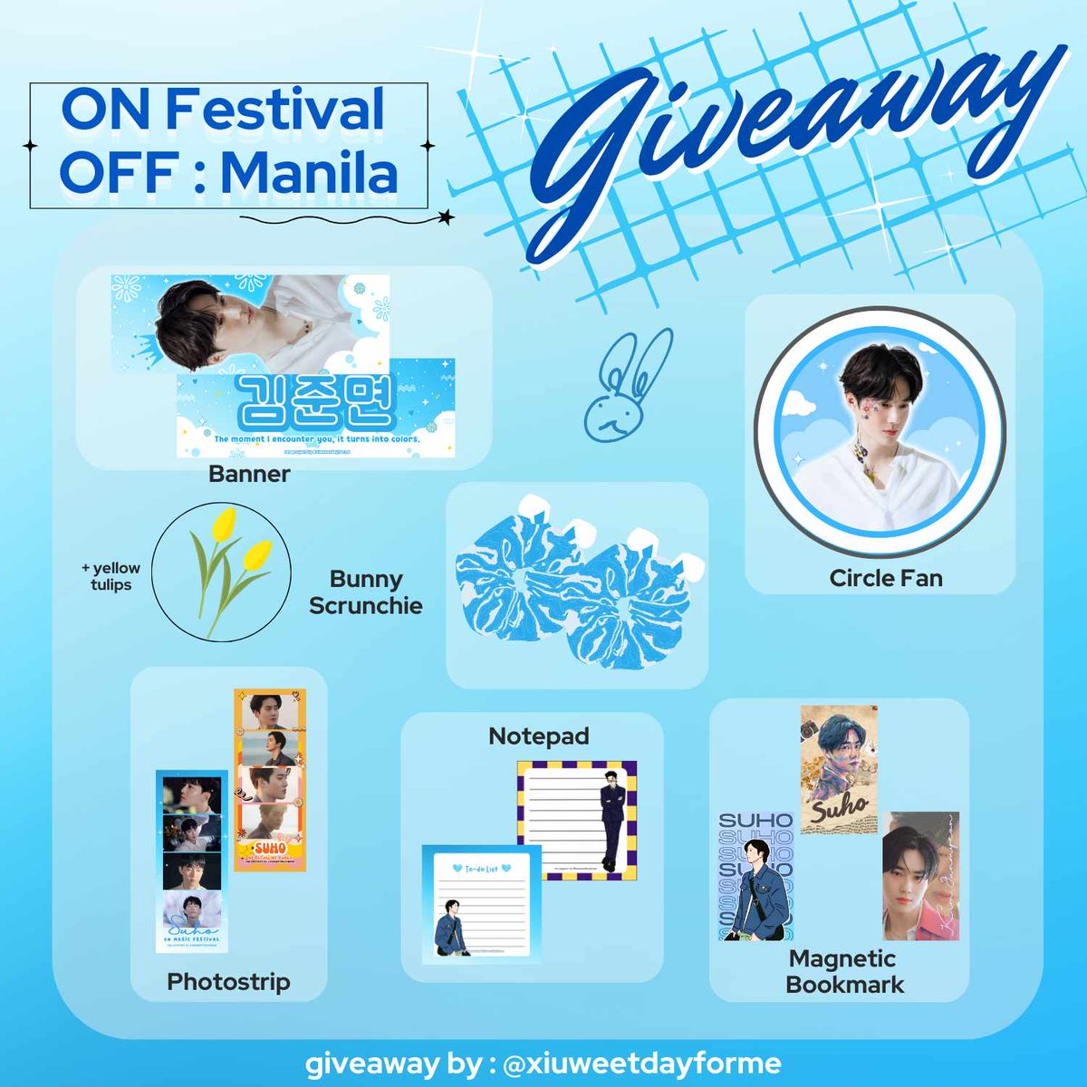 xiuweetdayforme's tweet photo. 🐰 xiuweetdayforme give away for On Festival🐰

🥕RT and Like
🥕No need to follow( will ko private on the dday)
🥕For tulips: Show tickets
🥕on the spot trade https://t.co/UDDvOGyzyy