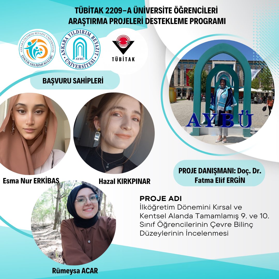 Çocuk Gelişimi Bölüm Başkanı Doç. Dr. Fatma Elif ERGİN'in danışmanlığında, öğrencilerimiz Rümeysa ACAR, Esma Nur ERKİBAŞ ve Hazal KIRKPINAR tarafından hazırlanan çalışma TÜBİTAK 2209A Üniversite Öğrencileri Araştırma Projeleri Destekleme Programınca desteklenmeye hak kazanmıştır.