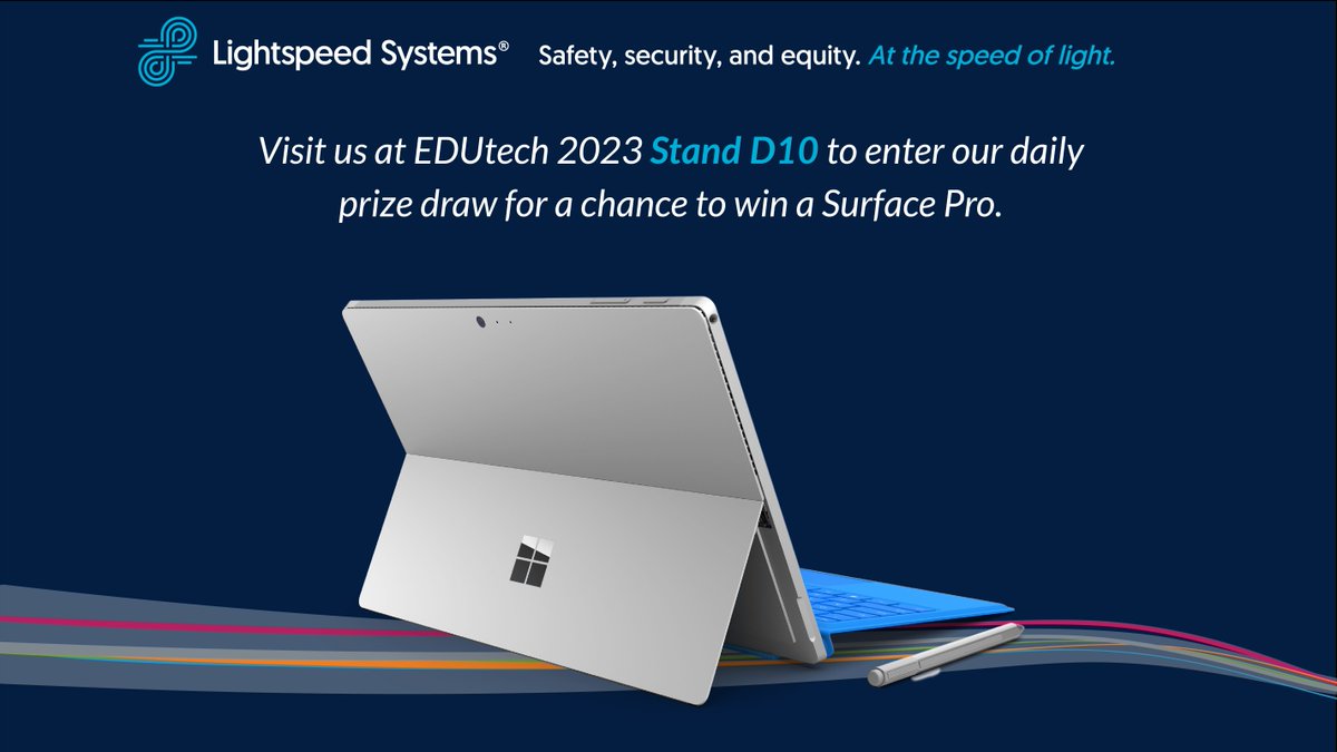 lightspeedsys's tweet photo. It's day 2 at #EDUtechEurope and we're excited to have more conversations around digital safeguarding, proactive monitoring and device management at stand D10. Don't forget to swing by to learn more about our solutions and for a chance to win a Surface Pro. https://t.co/0nIazoJndF